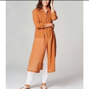 J Jill Size Small Cotton Gauzy Button Down Tunic Cover Up Resort Vacation
